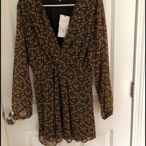 Zara floral chiffon dress